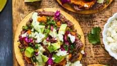 Sweet Potato Refried Bean Tostadas