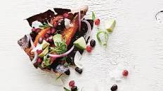 Sweet potato with avocado, pomegranate and coconut recipe