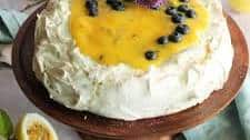 Swiss Meringue Pavlova with Lilikoi (Passion Fruit) Curd