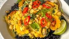 Thai Yellow Curry with Roasted Delicata Squash and Chickpeas