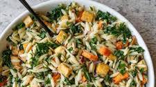 Tofu and Sweet Potato Bowl with Orzo