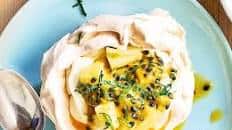 Vanilla pavlova with pineapple & passion fruit