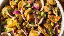 VEGAN ROASTED POTATO CHICKPEA SALAD WITH DILL (NO MAYO)