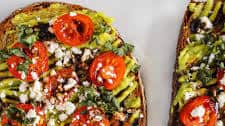Avocado Toast with Tomatoes, Feta + Balsamic Glaze