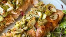 Baked Salmon with Olives and Almonds