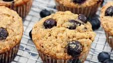 Banana Blueberry Oat Muffins (made with whole wheat flour and honey)