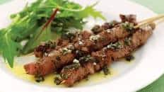 Beef, herb and garlic skewers