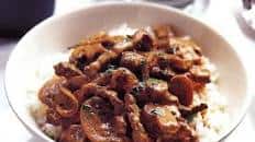 Beef stroganoff with rice