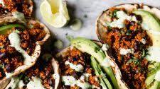 Black Bean Quinoa Tacos with Cilantro Lime Cashew Crema (Vegan, Dairy-Free)