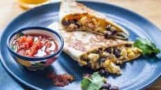 Breakfast Quesadilla with Black Beans and Eggs