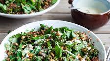 Broccoli and quinoa salad with lemon and tahini dressing