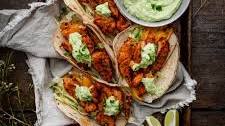 Buffalo Chicken Tacos with Avocado Crema