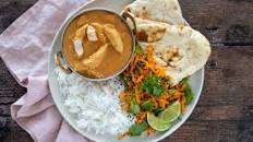 Butter Chicken Curry with Basmati Rice and Naan Bread