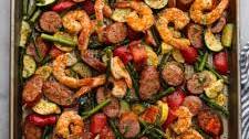 Cajun Shrimp and Sausage Vegetable Sheet Pan