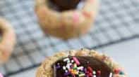 Cake Batter Funfetti Cookie Cups with Dark Chocolate Nutella Ganache