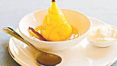 Champagne poached pears