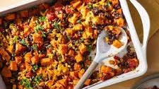 Cheesy Sweet Potato & Black Bean Casserole