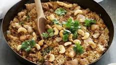 Chicken and cashew biryani