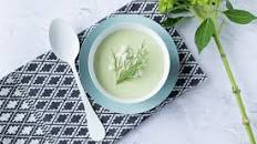 Chilled avocado and cucumber soup with feta