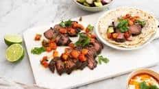 Chipotle Lime Beef Tenderloin Steaks with Tomato Salsa & Black Bean & Avocado Salad