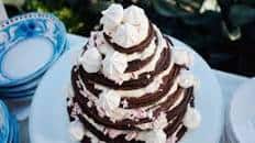 Chocolate Candy Cane Pancake Tower