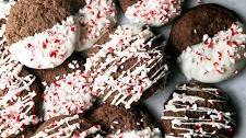 Chocolate Cookies dipped in White Chocolate and Peppermint
