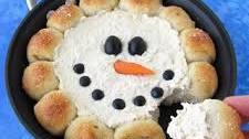 Christmas Appetizer - Skillet Dip Snowman