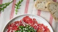 Classic Beef Carpaccio with Arugula Salad and Parmesan Cheese