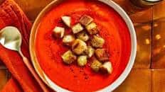 Creamy Tomato Soup with Buttery Croutons