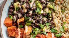 Crispy Roasted Sweet Potato Black Bean Bowl