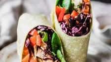 Crunchy Rainbow Thai-Inspired Peanut Chicken Wraps