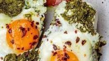 Easy Pesto Eggs with Tomato and Mozzarella