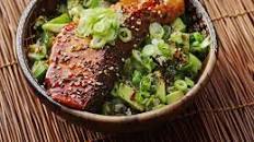 Easy Teriyaki-Glazed Salmon, Cucumber, and Avocado Rice Bowls Recipe