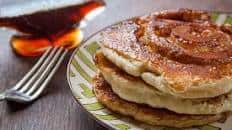 Eggnog Pancakes with Cinnamon Nutmeg Swirl