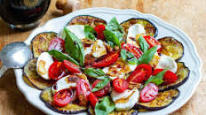 Eggplant Caprese Salad With Fried Garlic & Balsamic