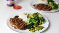 Five-Spice Seared Duck Breast with Sesame & Soy Stir Fried Broccoli and Steamed Rice