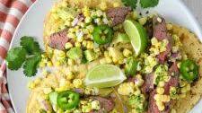 Flank Steak Tacos with Avocado Corn Salsa