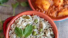 Fresh Mint leaves and Peas Rice Pulao