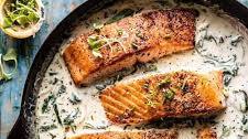 Garlic Butter Creamed Spinach Salmon.