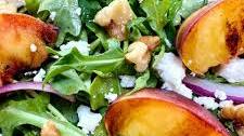 Grilled Peach and Arugula Salad with Toasted Walnuts