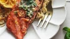 Grilled Salmon with Lemon Garlic Butter