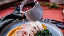 Herb Crusted Pork Tenderloin with Juniper Red Wine Sauce
