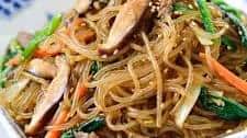 Japchae (stir-fried starch noodles with beef and vegetables)