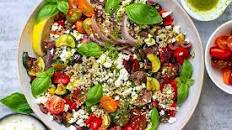 Mediterranean Quinoa Salad With Lemon Basil Dressing