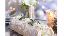 Minty white chocolate meringue roulade