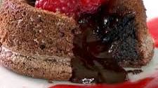 Molten Chocolate Cakes with Raspberry Sauce