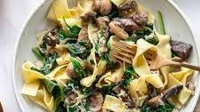 Mushroom Spinach Pasta with Shallots