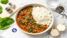 North Indian Inspired Beef and Spinach Curry with Basmati Rice