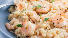 One Pan Creamy Garlic Shrimp Risotto