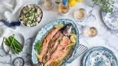 Oven baked trout with herbs & lemon